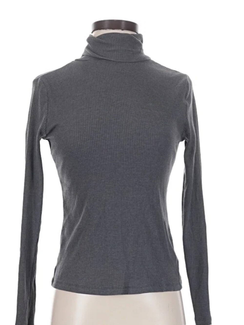 Old Navy Charcoal Ribbed Turtle- Neck Long-Sleeve Top-Small